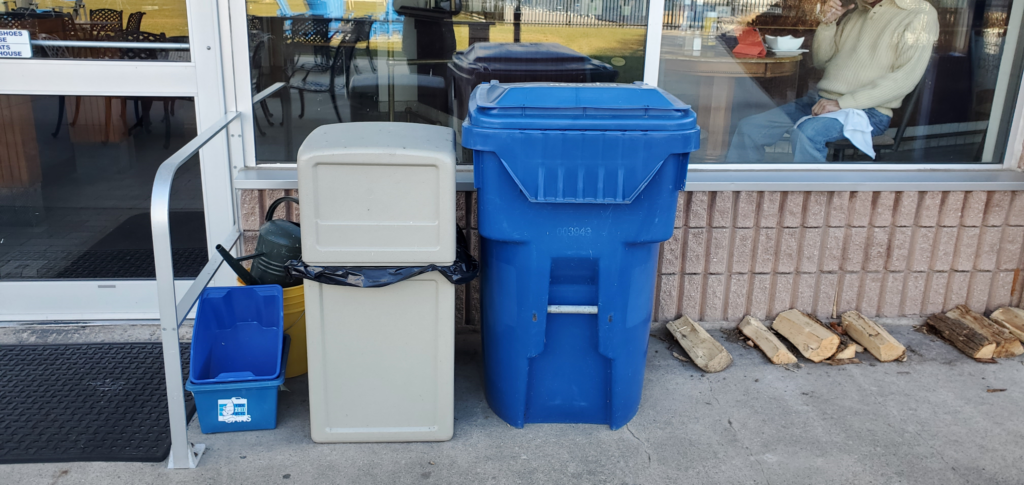 11. Ensure Proper Waste Bin Placement and Signage<br>Waste bins are available throughout the RHYC grounds, and we separate waste, recycleables, and compostables for collection.