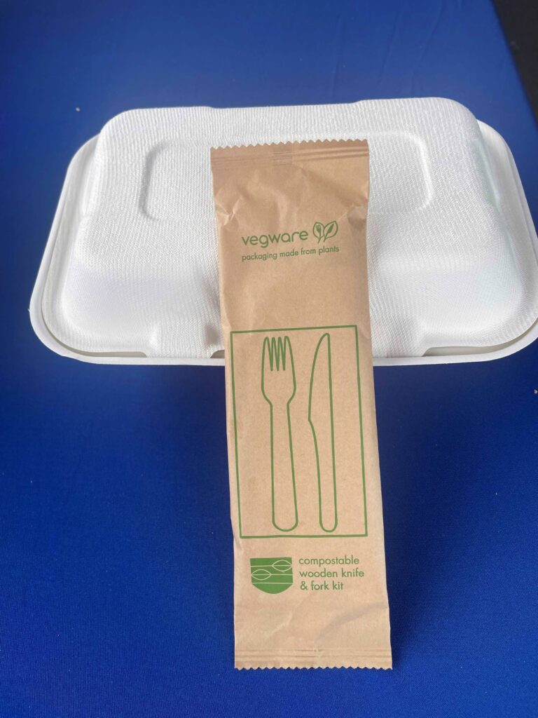 3. Serve Food with Plastic-Free Dinnerware<br>Either washable crockery and delf or compostable dinnerware for outdoor takeaway food.