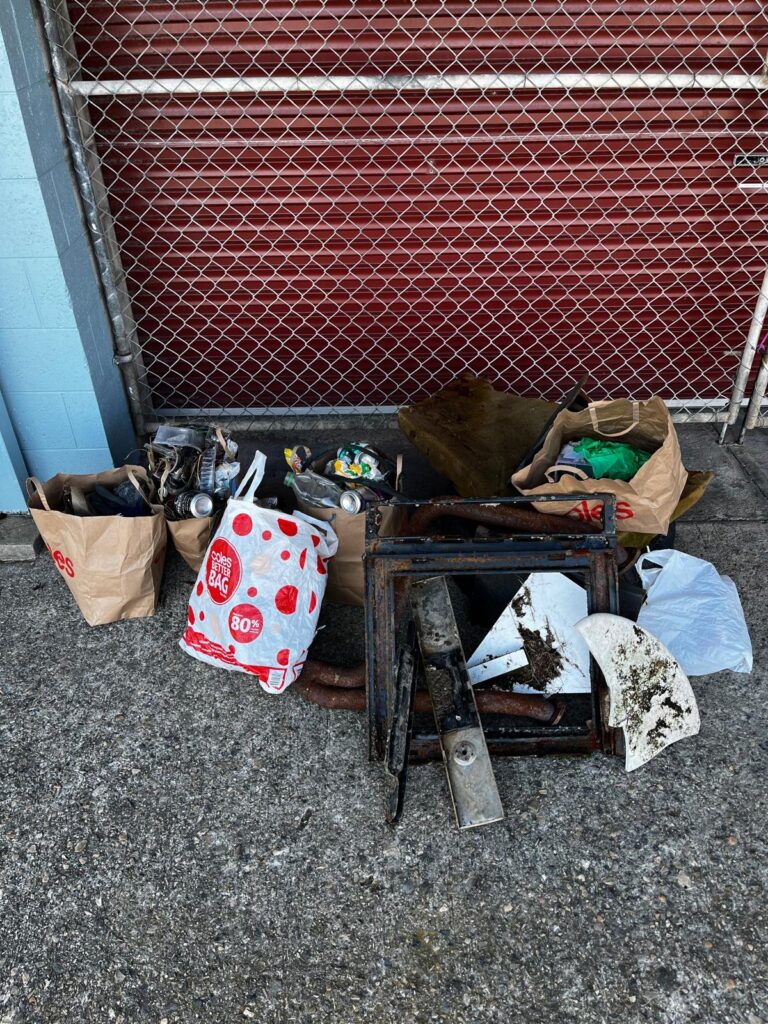 14. Host a Beach or Marina Cleanup<br>A waterfront clean-up was hosted, removing a huge amount  of litter that would have other wise entered the river mouth and flowed to sea. Fishing line, cigarette butts, beverage containers, and even an oven door were recovered from the surrounding natural spaces in only 30 minutes - recyclable items were diverted from landfill where possible