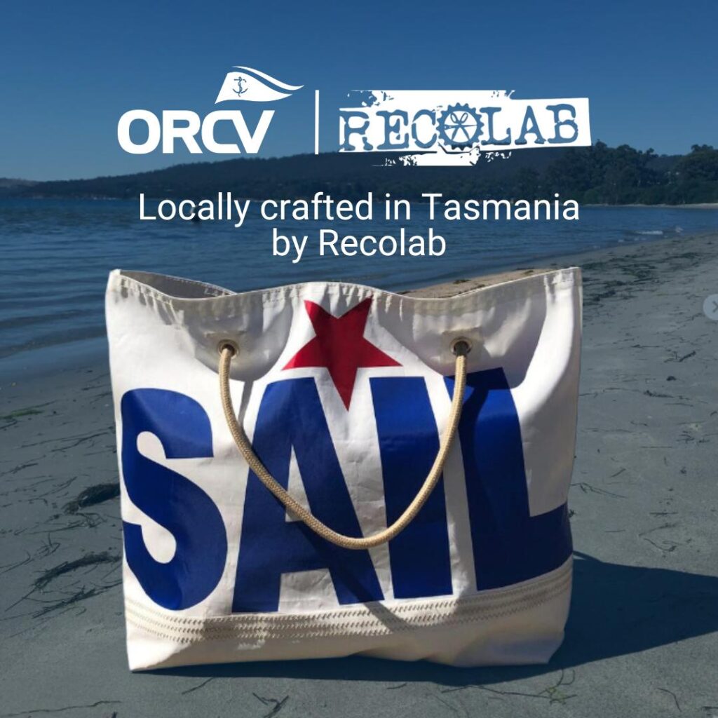 7. Involve Local Organizations<br>We collaborated with Recolab, a local Hobart small business that collects sailcloth and creates usable bags. She was there to sell her product and engage with visitors and sailors about reducing sailing associated waste materials, and collect sailcloth from our fleet as well as the fleet from boats in the other Hobart ocean races occurring at the same time. Feedback we received from Lyn, the woman behind the business, was that her time in our village was her best for sales in a single day since starting her business, we were delighted to have supported this. She not only attracts visitors and customers from our event, but also from those attending the Sydney to Hobart event too. 