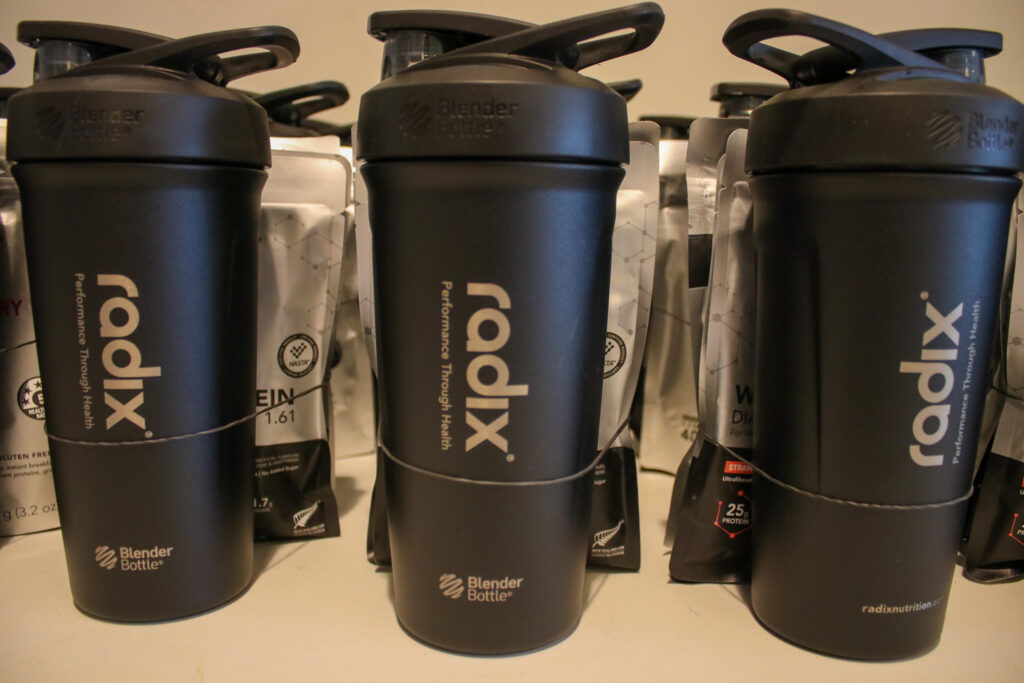 5. Award Practical Items or Use a Perpetual or Upcycled Trophy<br>1st place winners got a Radix Protein Shaker and protein powders as part of their award.,