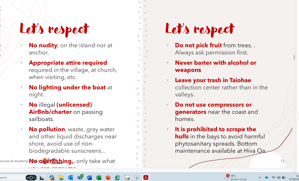 16. Increase Awareness of Wildlife and Habitat Protection<br>We run seminars on being eco minded when travelling and being mindful of respecting places they are visiting. We also encourage our local skippers briefing guides to talk about these sub jects in their briefings