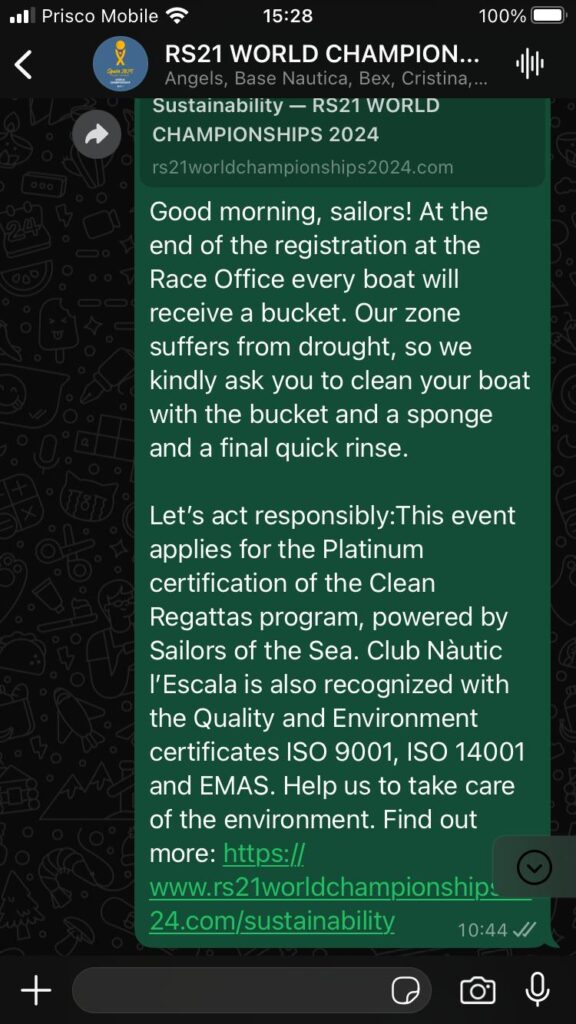 6. Publicize Your Sustainability Efforts<br>The sustainability efforts undertaken for the 2024 RS21 World Championship were communicated through various channels both before and during the event. These included the event and Club websites, the regatta