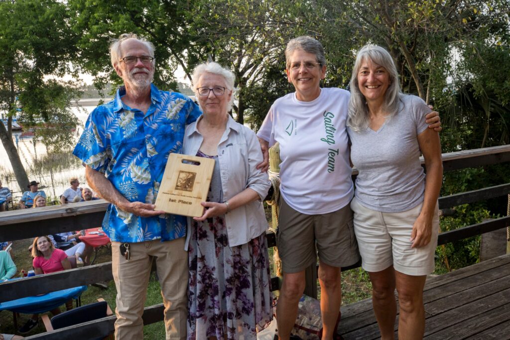 5. Award Practical Items or Use a Perpetual or Upcycled Trophy<br>We try to one-up ourselves with functional and sustainable awards each regatta. This year we gave bamboo cutting boards for individual awards and also had our annual award for the best sportsmanship in the regatta.