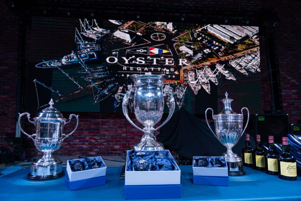 5. Award Practical Items or Use a Perpetual or Upcycled Trophy<br>3 Perpetual trophies were used this year and have been used for the last 20 years of Oyster regattas.

Useful prizes were also given out  - like Decanters and glasses, bottles of champagne, bags made from recycled sail materials