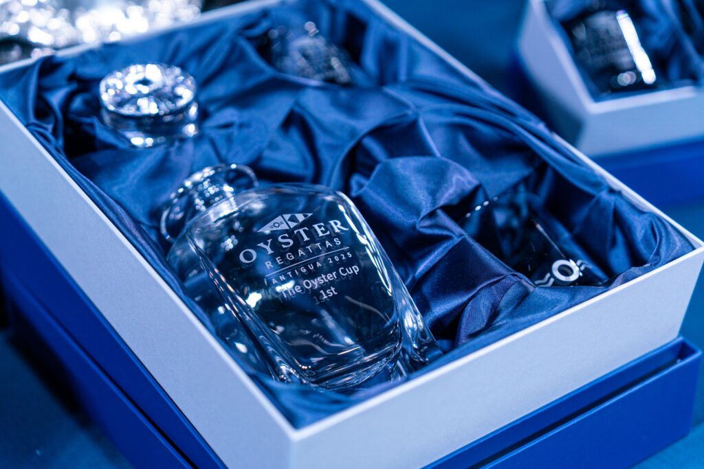 5. Award Practical Items or Use a Perpetual or Upcycled Trophy<br>3 Perpetual trophies were used this year and have been used for the last 20 years of Oyster regattas.

Useful prizes were also given out  - like Decanters and glasses, bottles of champagne, bags made from recycled sail materials