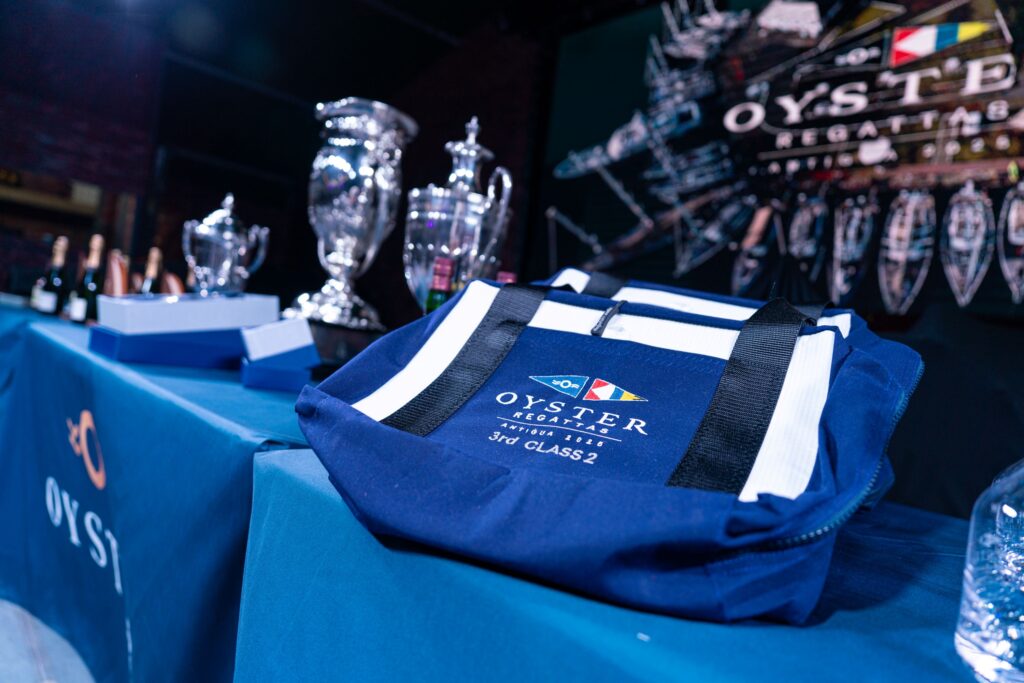 5. Award Practical Items or Use a Perpetual or Upcycled Trophy<br>3 Perpetual trophies were used this year and have been used for the last 20 years of Oyster regattas.

Useful prizes were also given out  - like Decanters and glasses, bottles of champagne, bags made from recycled sail materials