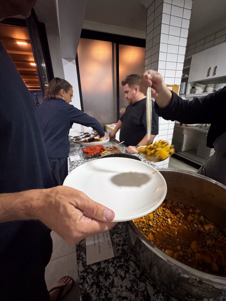 3. Serve Food with Plastic-Free Dinnerware<br>Food was served with reusable plates and cutlery 