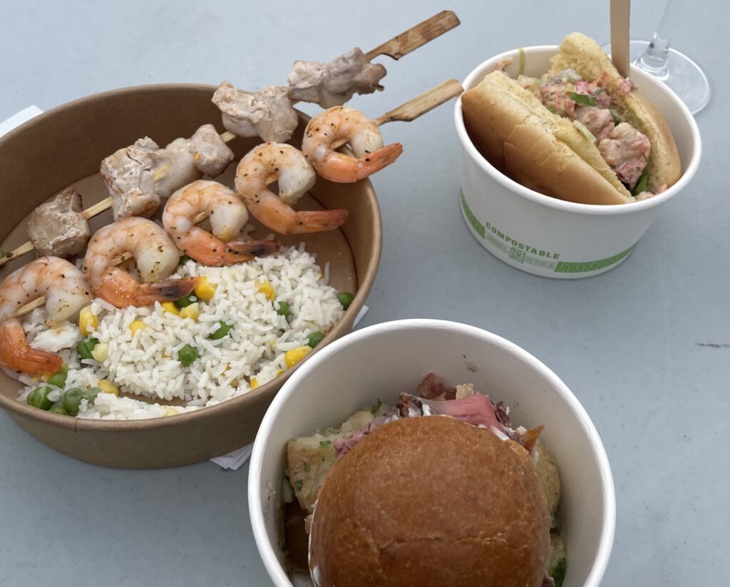 3. Serve Food with Plastic-Free Dinnerware<br>Wood cutlery was used as well as compostable plates/bowls.