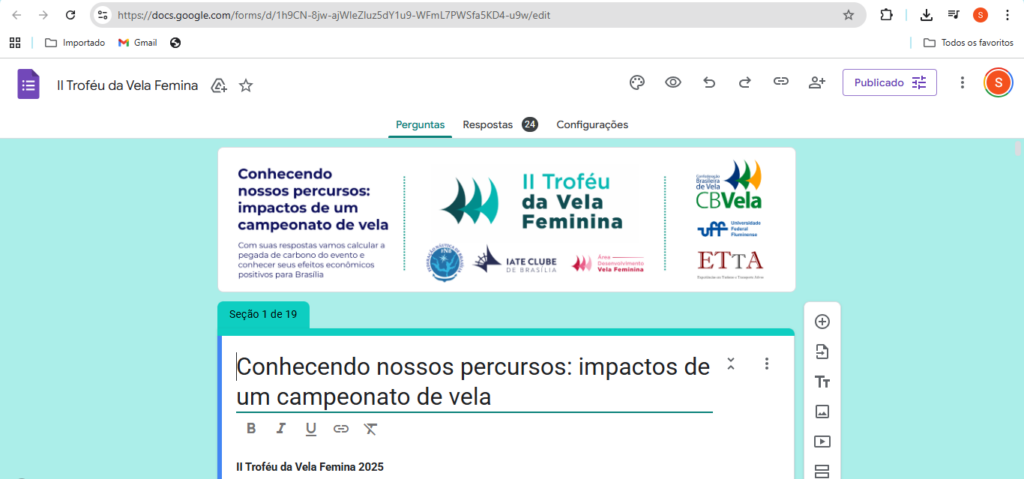 20. Inspire Future Action<br>- Action 16 - A professor and a researcher from the University of Brasília collected and analyzed water samples from Lake Paranoá during the regattas and spoke with participants about life in the water.
- Action 19 - This event offset the carbon emissions of the first edition, held in 2024; we launched a carbon emissions calculator for travel at nautical events for testing.
- Action 20 - The sailors