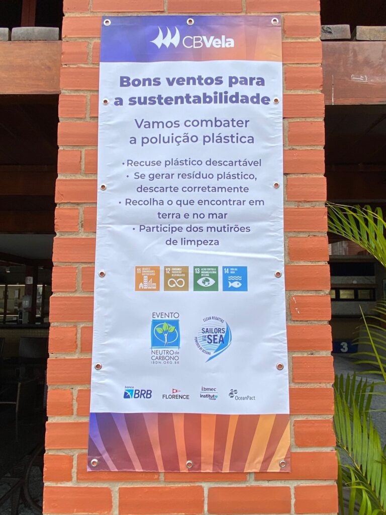 20. Inspire Future Action<br>- Action 16 - A professor and a researcher from the University of Brasília collected and analyzed water samples from Lake Paranoá during the regattas and spoke with participants about life in the water.
- Action 19 - This event offset the carbon emissions of the first edition, held in 2024; we launched a carbon emissions calculator for travel at nautical events for testing.
- Action 20 - The sailors