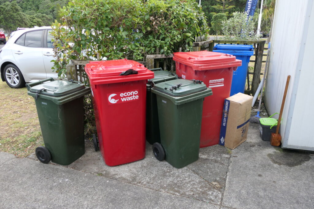 12. Divert Food Waste from the Landfill<br>12. Waste kitchen oil  was recycled in the blue bin. (Photo 12a)  All food waste was separated (Photo 12b) and disposed of in the small green-lidded “bokashi” food waste bins for pick up (Photo 12c) as were coffee grounds from the morning coffee service. 