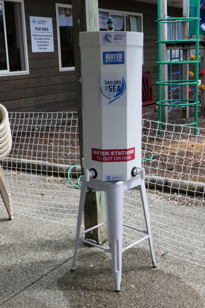 1. Eliminate Single-Use Water Bottles and Provide Water Refill Stations<br>1. The 120+ registered participants for the Gulf Harbour Yacht Club’s Women On Water Weekend (WOWW), held in March 2025, received emailed correspondence to prepare them for the event. Included under “What To Bring” was the directive to bring a refillable water bottle to be serviced by an on-site Water Refill Station. (Photo 1a) 