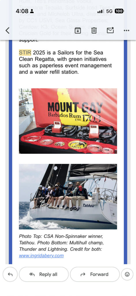 6. Publicize Your Sustainability Efforts<br>STIR 2025 was publicized in each event Press Release as a Clean Regatta.