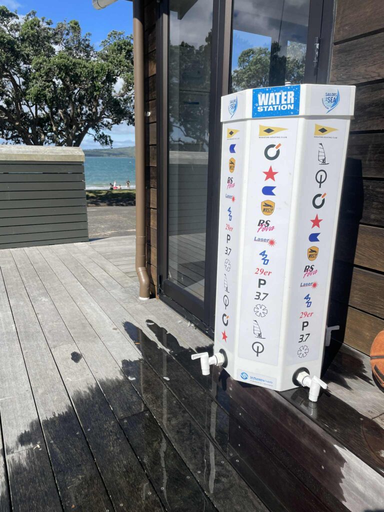 1. Eliminate Single-Use Water Bottles and Provide Water Refill Stations<br>1. Drinking station provided for all sailors, and made mention of during briefing for the regatta. Placed visibly on club deck and refilled by club members. 
