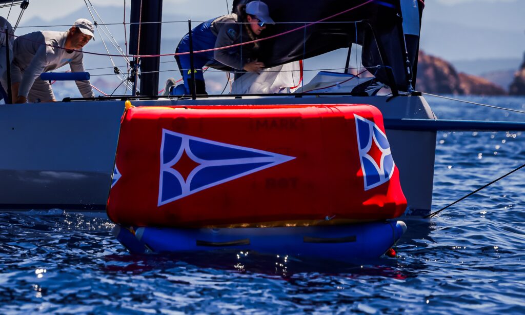 19. Reduce Day-of Emissions<br>During the regattas, MarkSetBot robotic buoys were used; these do not need to be anchored to the seabed as they maintain their position using an electric motor and a GPS system.