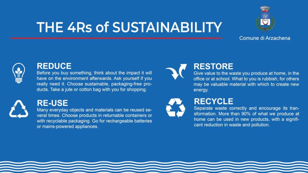 7. Involve Local Organizations<br>The 4R principles of sustainability is a content promoted in accordance with the Municipality of Arzachena 