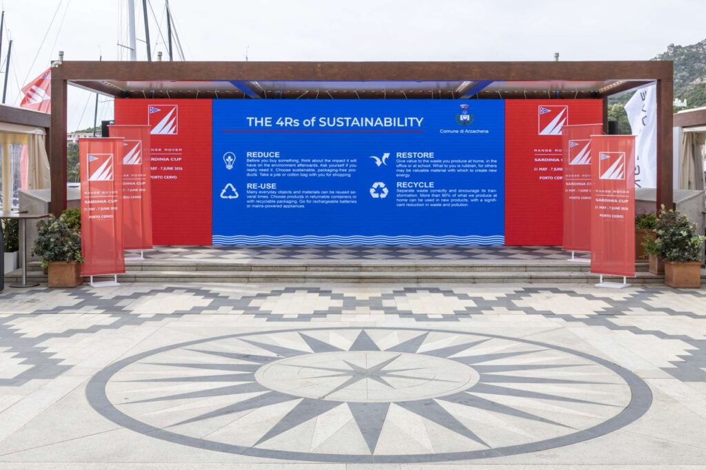 20. Inspire Future Action<br>The official event documents promoted environmental responsibility, encouraging participants to minimise the environmental impact of sailing and highlighting the principles of the Charta Smeralda. These messages were also displayed on the LED wall in Piazza Azzurra, making them visible to all.

In addition, the drinking water fountain featured the message “Be the wave of change”, encouraging people to adopt more responsible habits, such as refilling reusable bottles and reducing single-use plastic. 