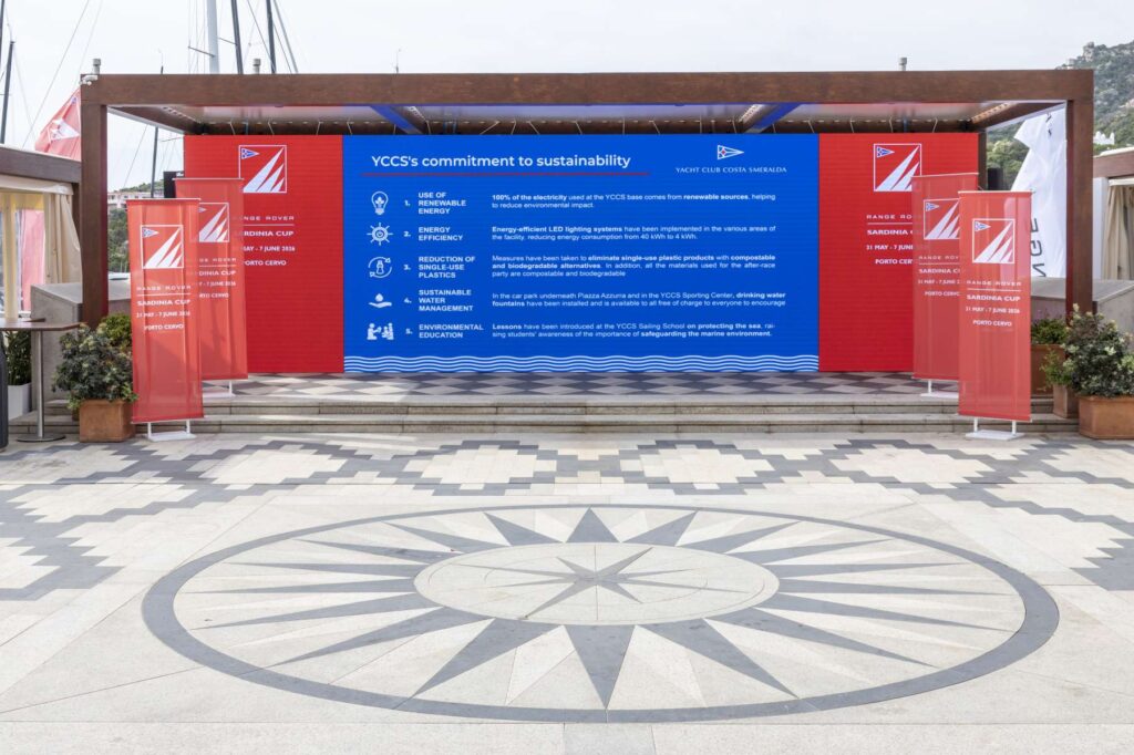 20. Inspire Future Action<br>The official event documents promoted environmental responsibility, encouraging participants to minimise the environmental impact of sailing and highlighting the principles of the Charta Smeralda. These messages were also displayed on the LED wall in Piazza Azzurra, making them visible to all.

In addition, the drinking water fountain featured the message “Be the wave of change”, encouraging people to adopt more responsible habits, such as refilling reusable bottles and reducing single-use plastic. 