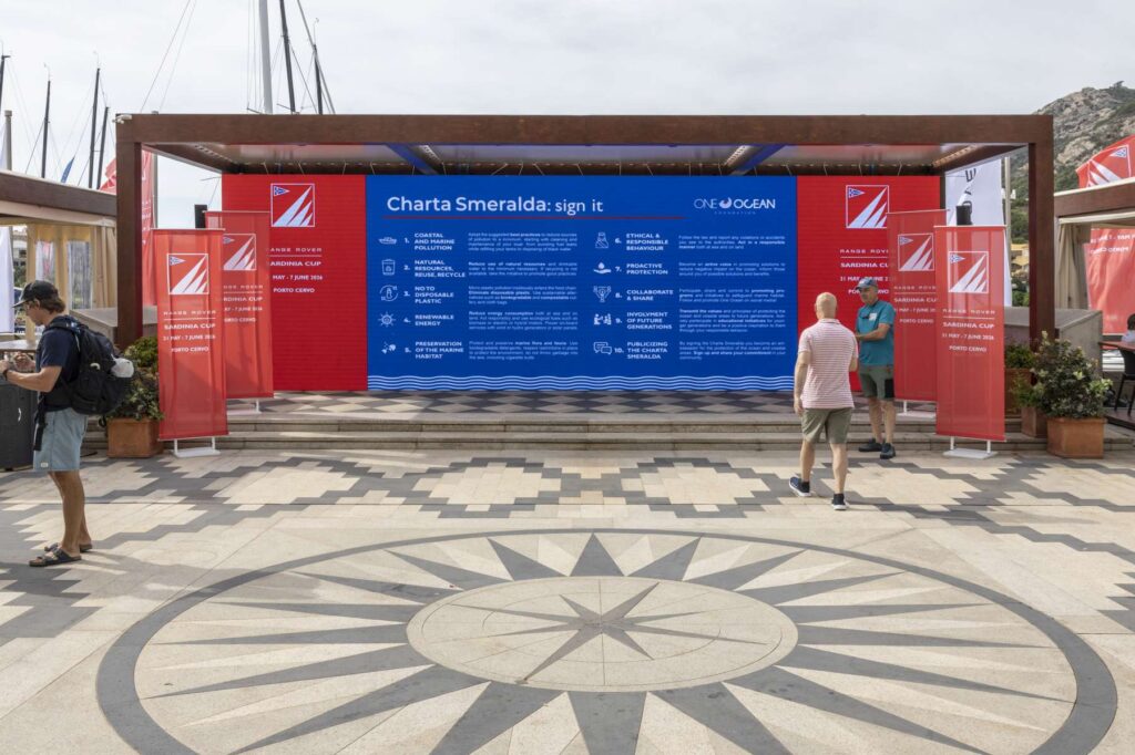 20. Inspire Future Action<br>The official event documents promoted environmental responsibility, encouraging participants to minimise the environmental impact of sailing and highlighting the principles of the Charta Smeralda. These messages were also displayed on the LED wall in Piazza Azzurra, making them visible to all.

In addition, the drinking water fountain featured the message “Be the wave of change”, encouraging people to adopt more responsible habits, such as refilling reusable bottles and reducing single-use plastic. 