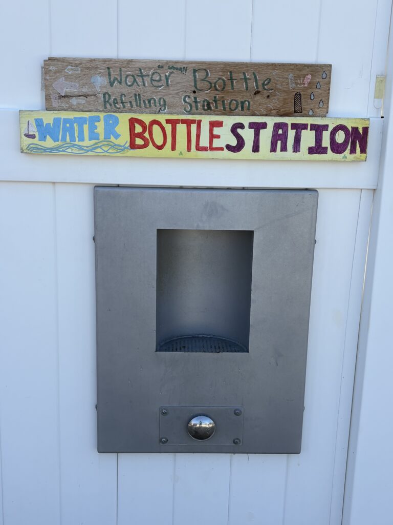 1. Eliminate Single-Use Water Bottles and Provide Water Refill Stations<br>We have a water bottle refilling station with cold, filtered water that is used throughout the season. 
