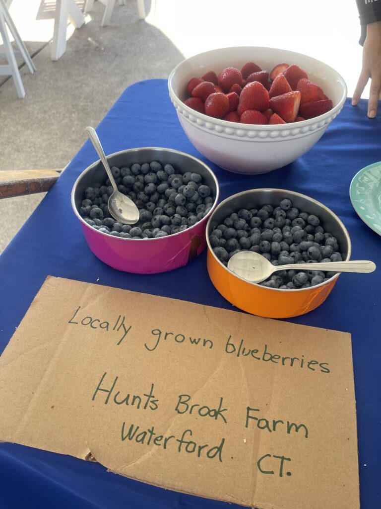 9. Serve Local Food or Source Seafood Sustainably<br>Olivia Murin and Jenni Stivrins provided locally grown fruit and vegetables from Hunts Brook Farm, in Waterford CT for the breakfast and reception. 