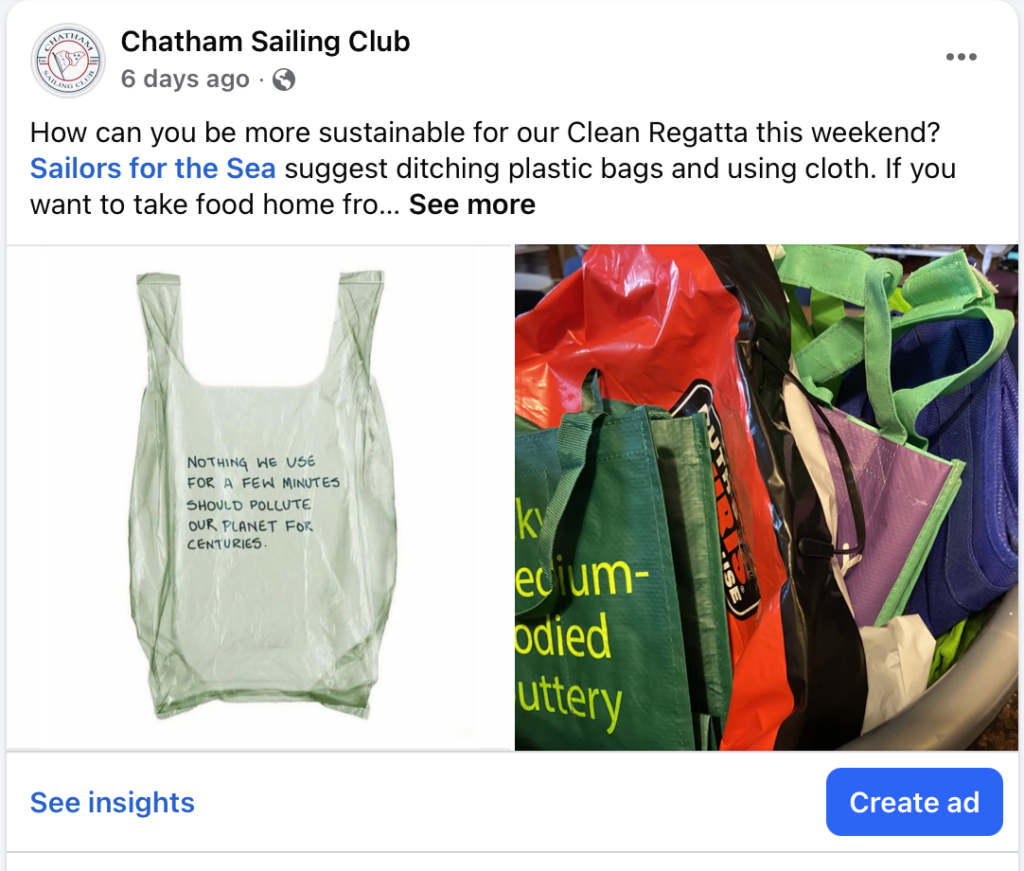6. Publicize Your Sustainability Efforts<br>We publicize via 3 FB pages linked to our club and sailing, GroupMe and email. 