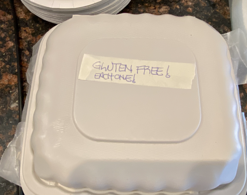 17. Offer Vegetarian or Vegan Alternatives<br>We always provide vegetarian (and sometimes vegan) in salads, vegetables and gluten-free food and dessert options at all our events. No photos except one of the container.